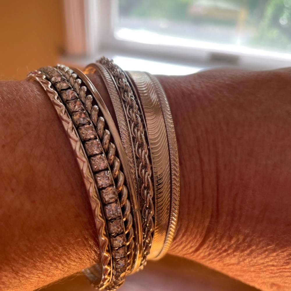 Eight Stackable Silver Bangles - image 2